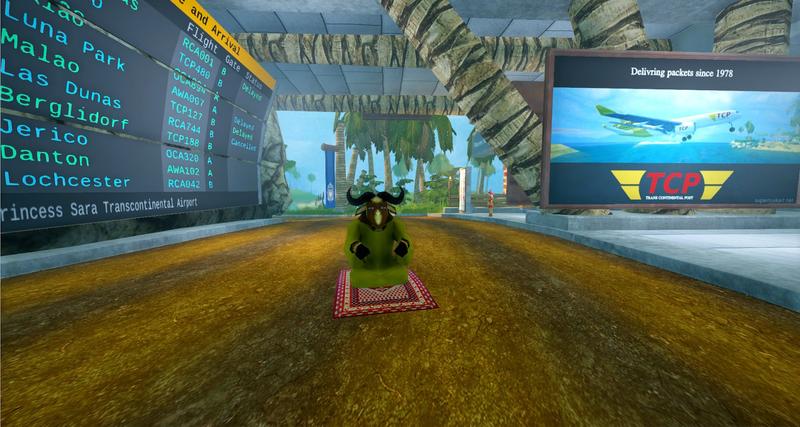 SuperTuxKart 0.9: GNU in the airport terminal of Gran Paradiso Island