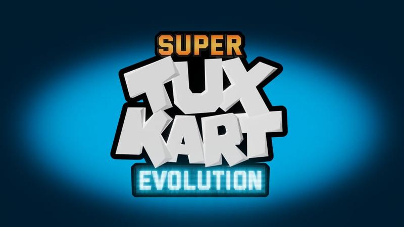 A picture showing SuperTuxKart Evolution's logo on a blue background